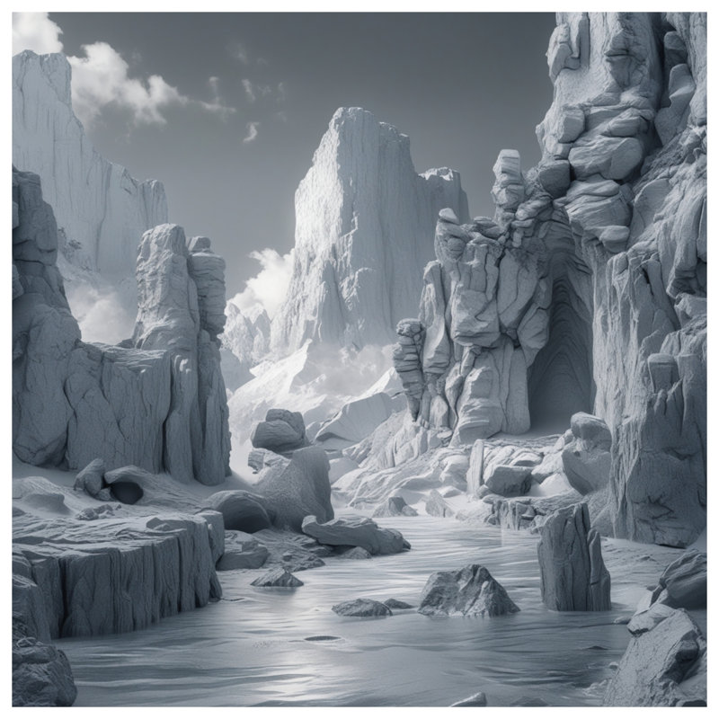 Couvre-lit matelassé Frozen Mountain Landscape, Lit simple