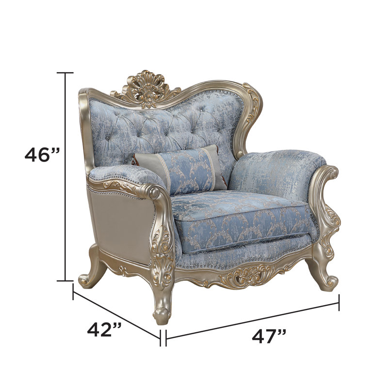Chaise Monarch en bleu et champagne