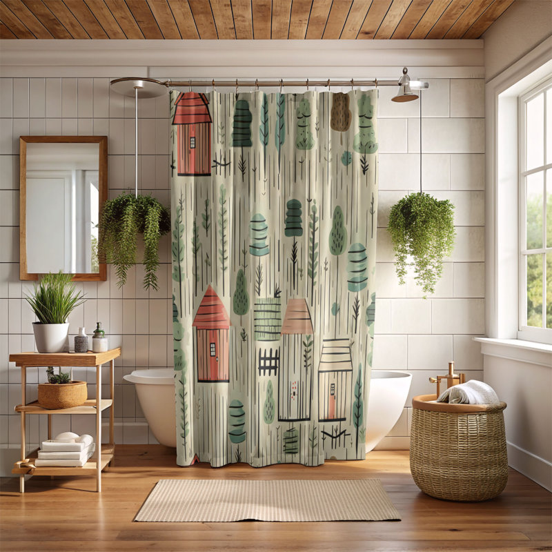 Rideau de douche Rustic Collage - Premium, H 74 po x l 71 po