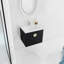 Meuble-lavabo de salle de bain 24 po - Châtaignier noir, fixation murale, optimisation de l'espace avec lavabo, finition châtaignier, design moderne, rangement à 2 portes, lavabo en céramique, poignée en métal durable-878272734