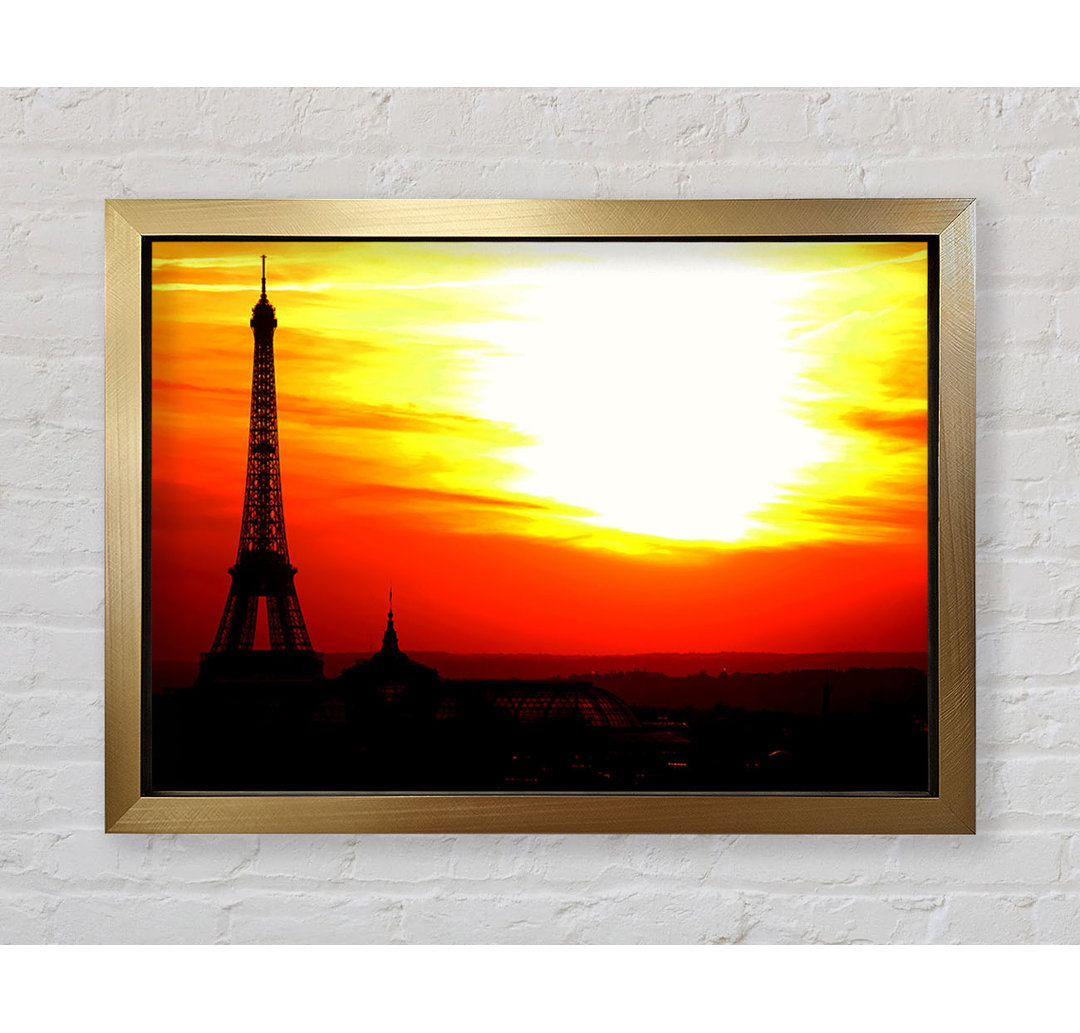 Gerahmtes Leinwandbild Paris Eiffel Tower Sun Blaze