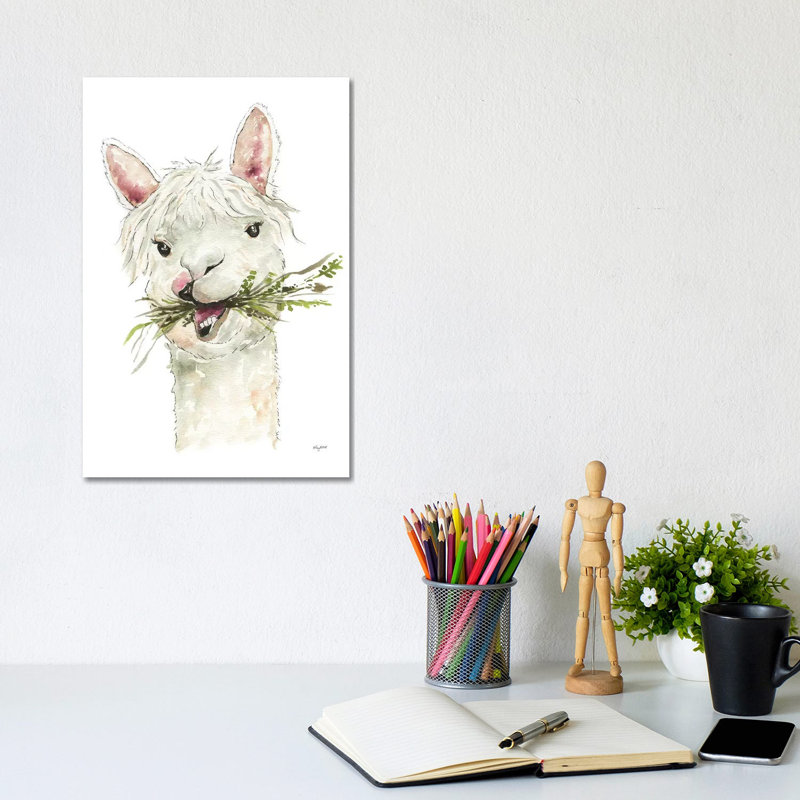 «Llama» par Kelsey McNatt - reproduction d'art, Toile tendue, Non mat, H 12 po x l 8 po x P 0,75 po