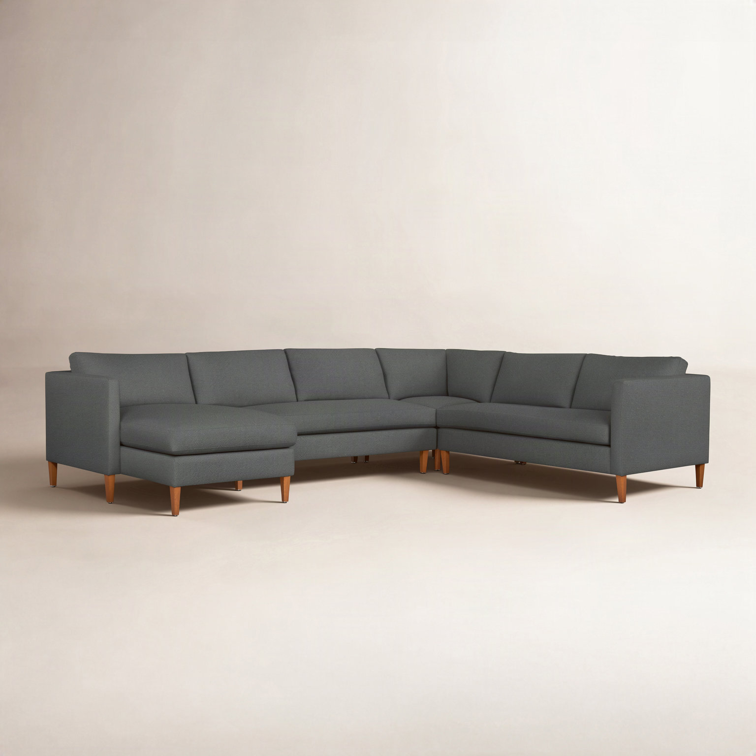 Clifford Chaise Sectional, Davis Smoke Bouclé, Left Hand Facing