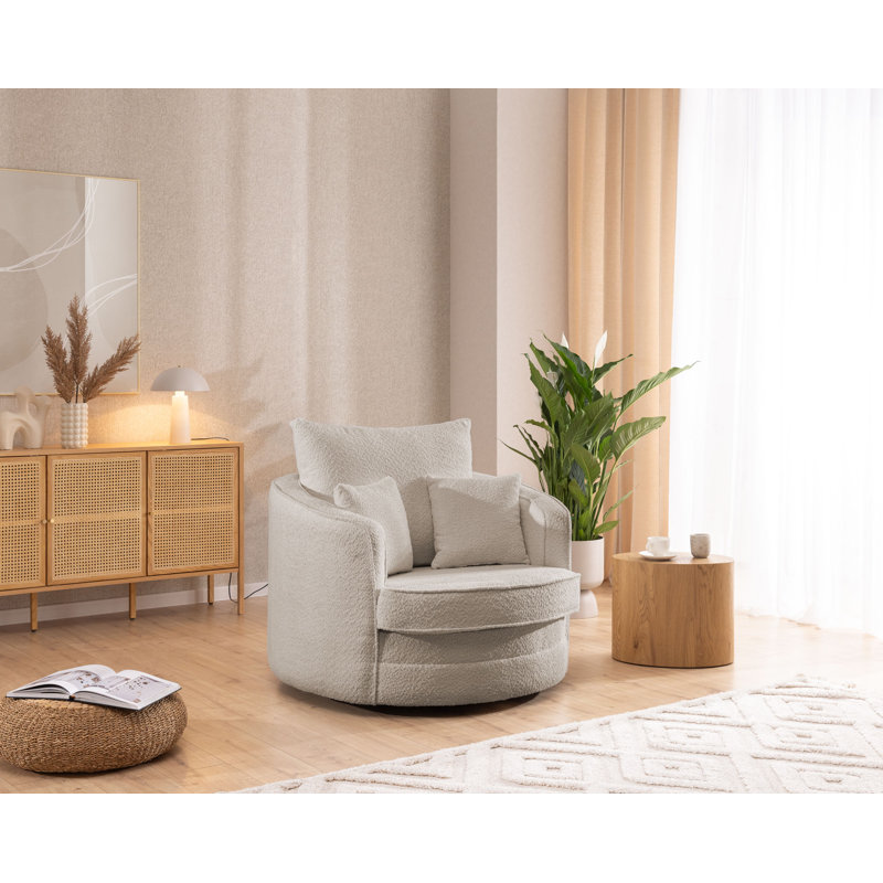 Ted I Upholstered Swivel Armchair, Beige