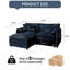 Canapé rembourré en chenille avec repose-pieds, 2 coussins décoratifs, poches latérales-79838189-79838186-82831041