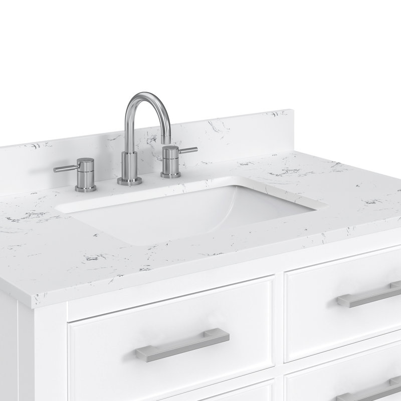 Brooks 37'' W Single Vanity, White, Nickel