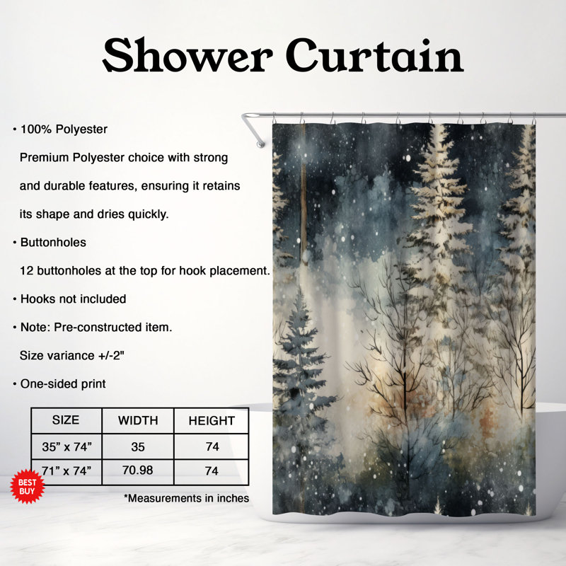 Rideau de douche Haruye, H 74 po x l 71 po