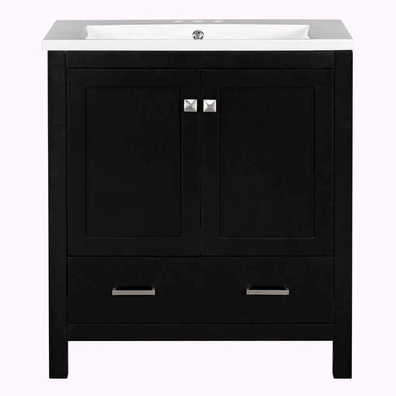 Ensemble de meuble-lavabo simple 30 po avec plateau Corabeth, Noir