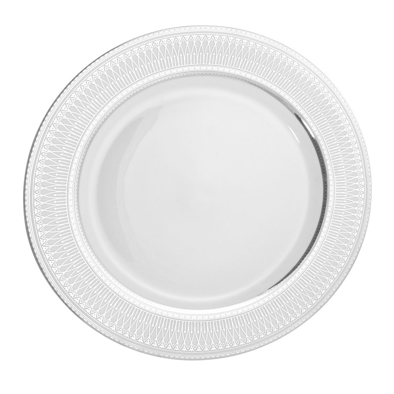Assiette plate 10,25 po Bridgette, Blanc / argenté