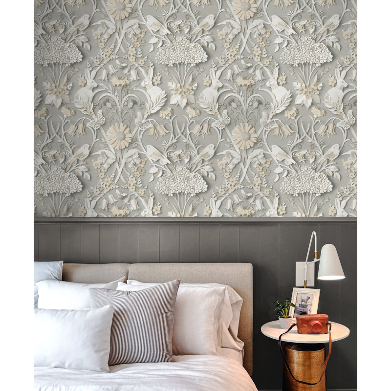Woodland Wallpaper, Soft Grey