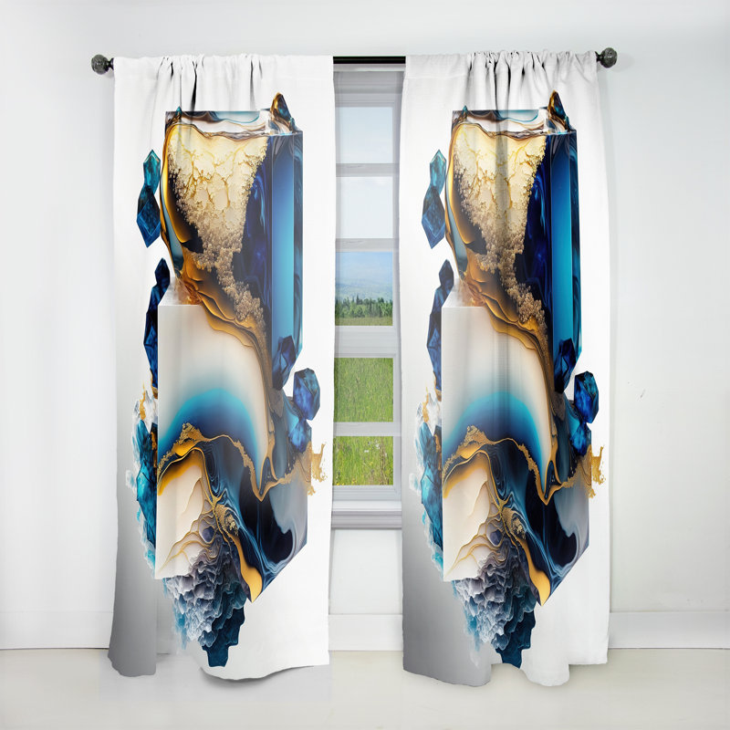Phoebe - Abstract Geode Modern Shape - Modern Velvet Curtain - Room Darkening - 1 panel, 52" W x 63" L