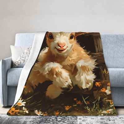 Adorable plaid en forme de chèvre brune, motif d'animaux mignons, doux et confortable, imprimé élégant, idéal pour la décoration de canapé, de voyage, 101,6 x 127 cm