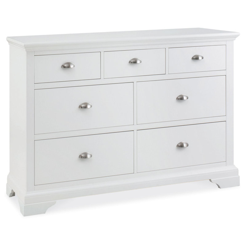 Raffin 137.4cm W 7 - Drawer Chest of Drawers, White
