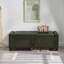 Banc avec repose-pieds 48 po avec rangement, banc pour chambre à coucher, salon, couloir, repose-pieds capitonné en similicuir capitonné vert foncé
