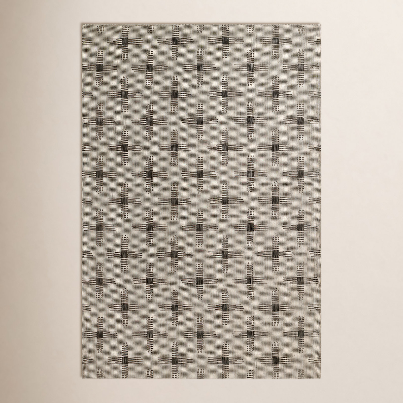 Demetrius Ivory Brown Geometric Outdoor Rug, Rectangle 6'6" x 9'