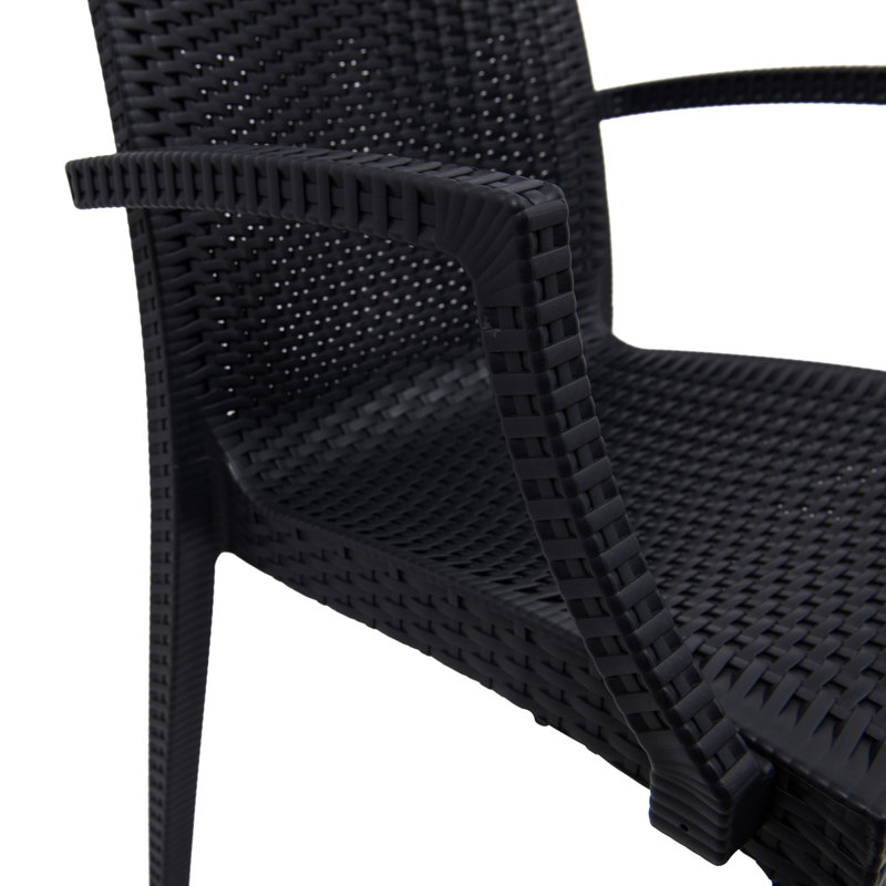 Mace No-Assembly Stackable Patio Armchair – Modern All-Weather Weave Dining Chair – Waterproof & Sturdy Polypropylene Seating for Garden & Balcony