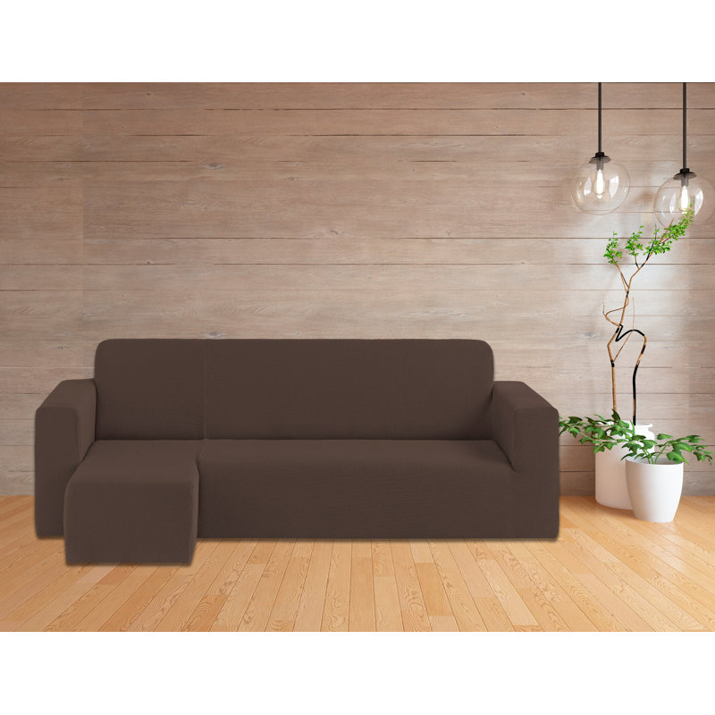 Rustica Chaise Lounge Slipcover, Short Left Chaise Longue, Brown