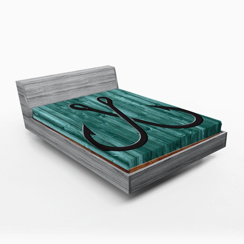 Drap-housse Ambesonne, paquet de 2, Bleu sarcelle pâle / gris / bois caramel / décli, Drap-housse de taille double