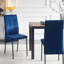 Chaise de salle à manger moderne en velours bleu foncé à haut dossier avec pieds noirs, ensemble de 4-2010183473