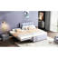 Lit plateforme tapissier gris avec lit gigogne maniable - Taille moderne en gris élégant. Bois de pin massif. Pas de sommier tapissier. Espace de détente