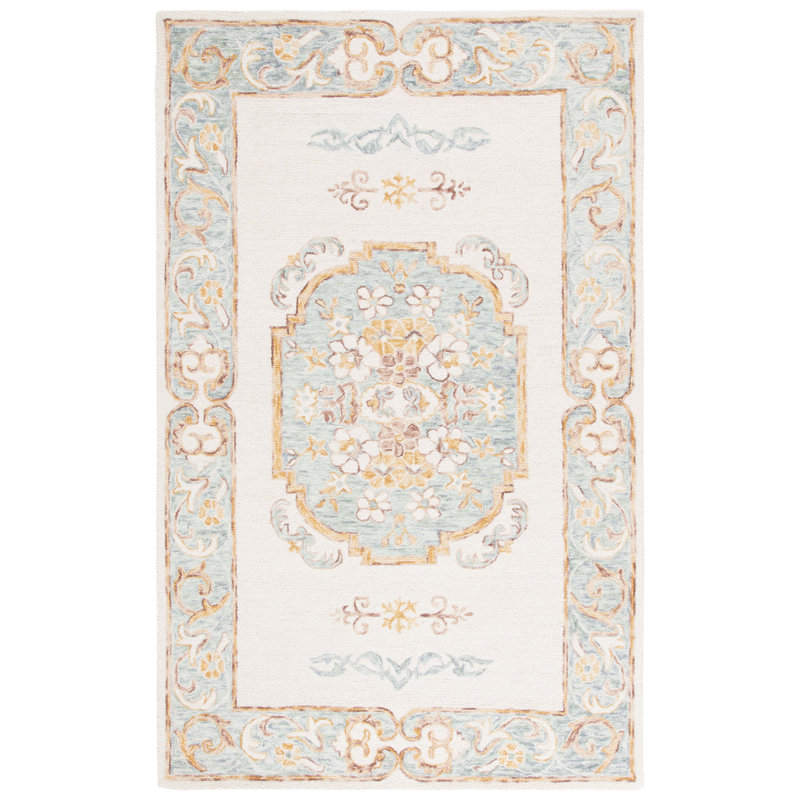 Hand Tufted Wool Cotton Floral Rug, Runner 2'3" x 9'