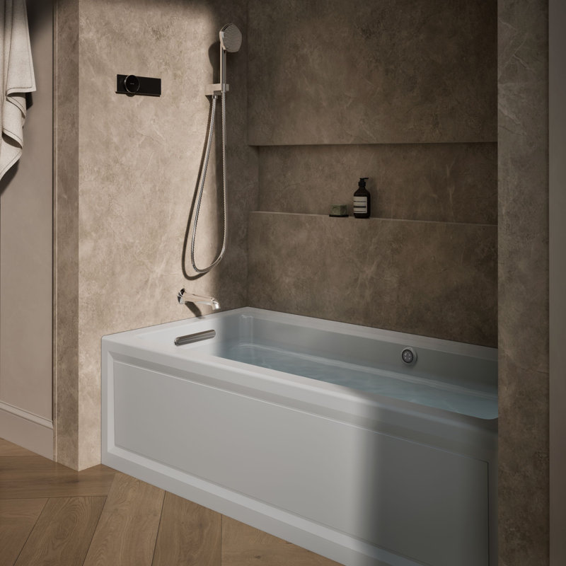 Archer 66" X 32" Integral Apron Heated Bubblemassage Air Bath with Bask Heated Surface and Right-Hand Drain, Ice Grey, Left