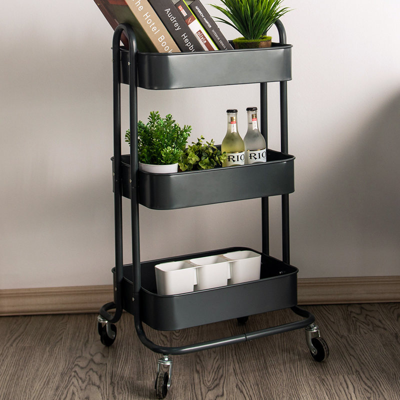 31.1'' H x 17.7'' W Utility Cart with Wheels, Grey