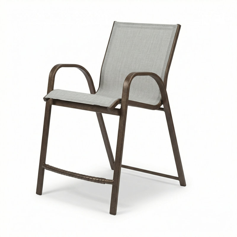 Windward Outdoor Seabreeze Bar Stool, Augustine Alloy II/Greco