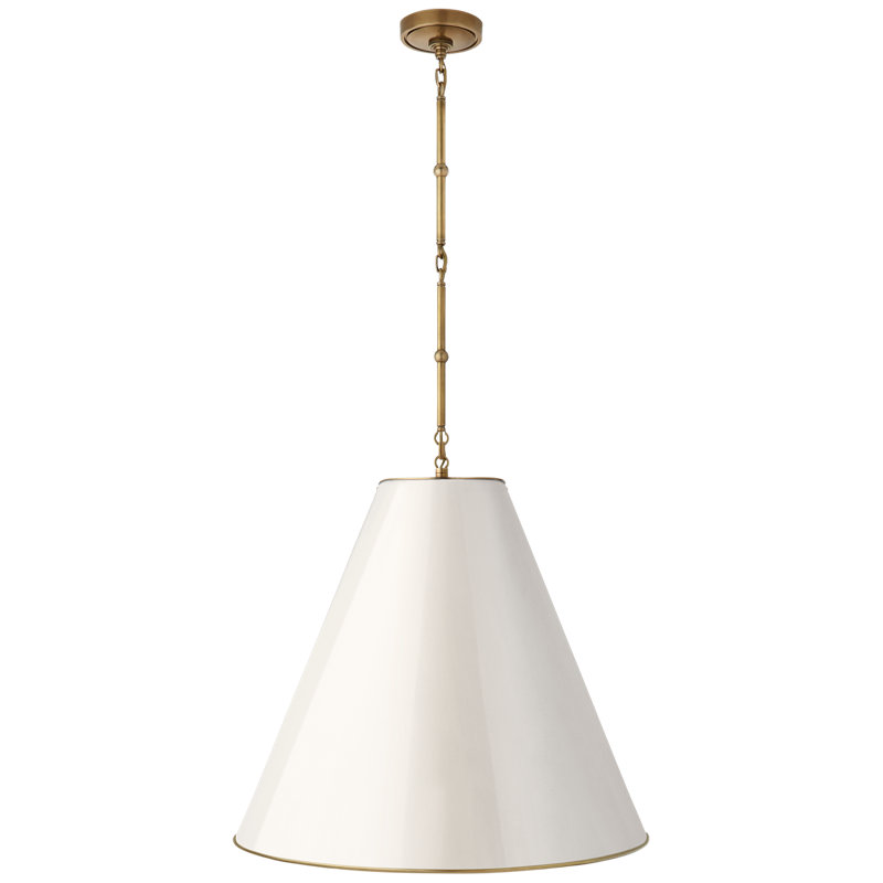 Thomas O'Brien Goodman Large Hanging Lamp, Antique White, Antique Brass