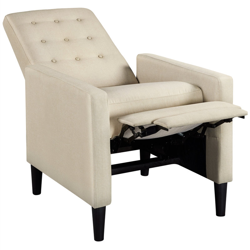 Single Reclining Chair With Adjustable Back & Footrest, Beige
