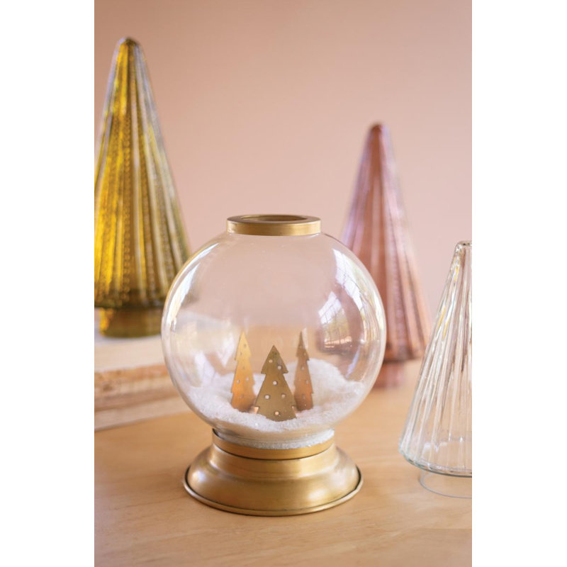 PORTE-BOUGIE EN VERRE ET EN MÉTAL