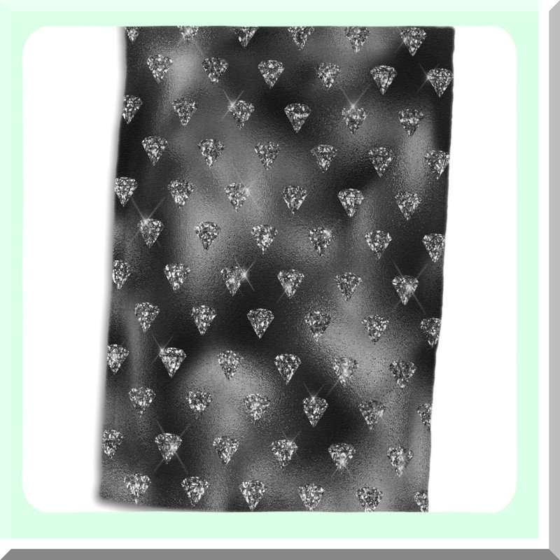 Elegant Glam Hand Towel - 15x22, Black Geometric