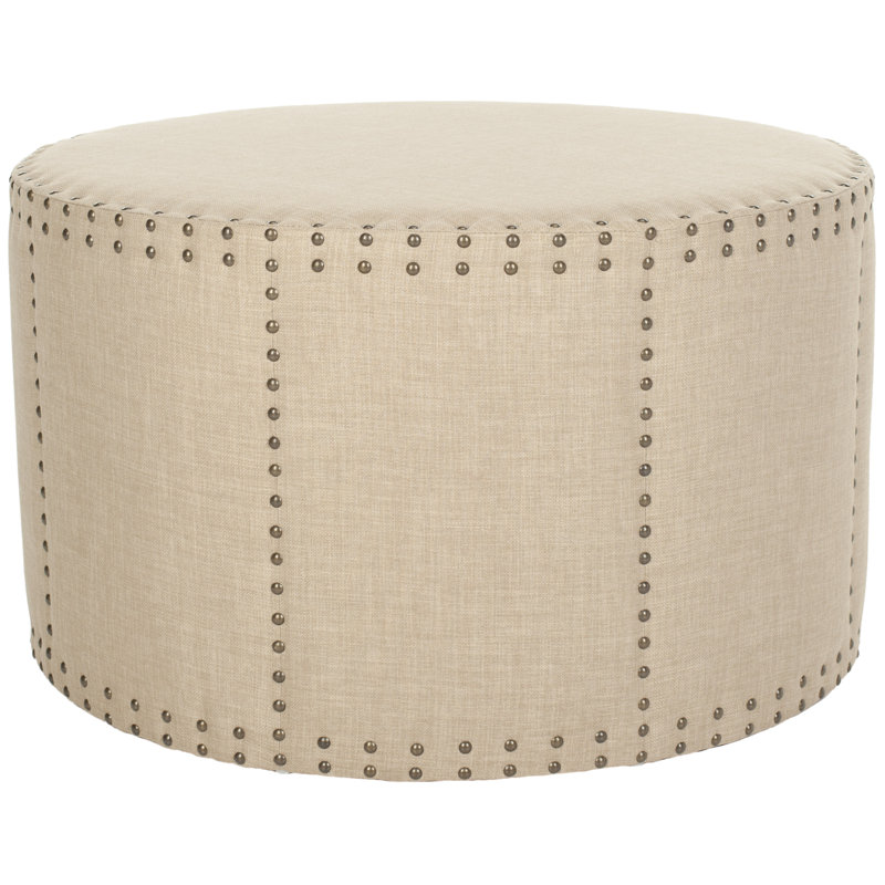 Caydee Upholstered Ottoman, Light Beige