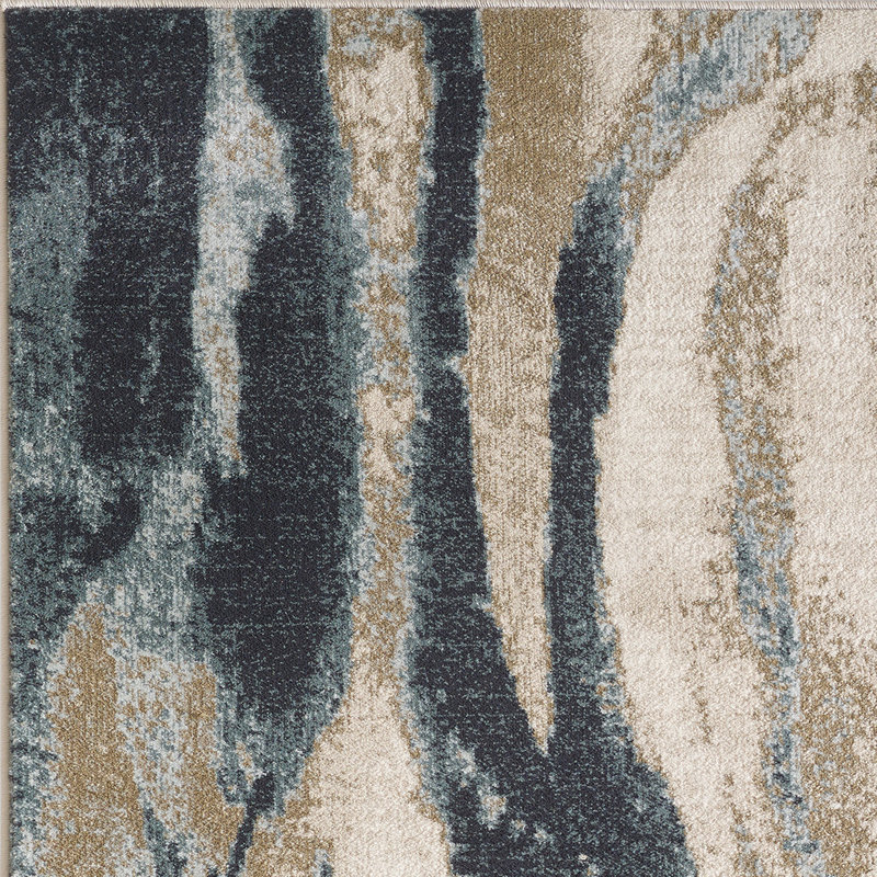 Tapis Kohsuke, Rectangle 3 pi 3 po x 5 pi 3 po, Ivoire / Bleu