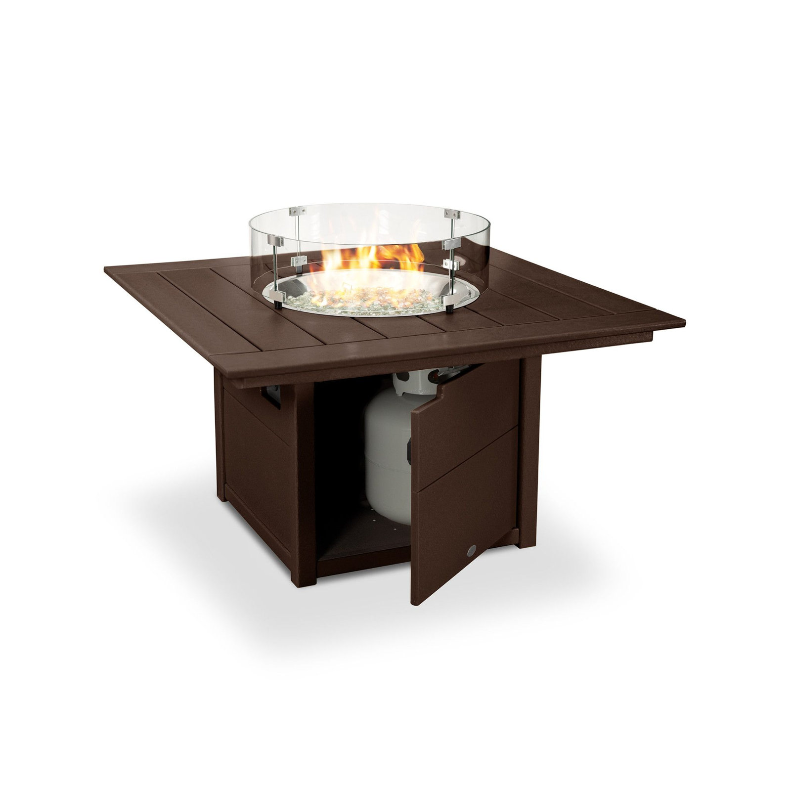 POLYWOOD® Square 42" Fire Pit Table, Mahogany