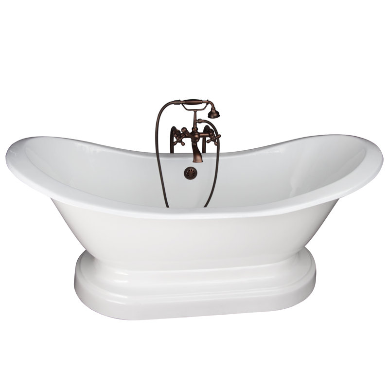 72'' x 30'' Freestanding Soaking Cast Iron Bathtub, Oil Rubbed Bronzed