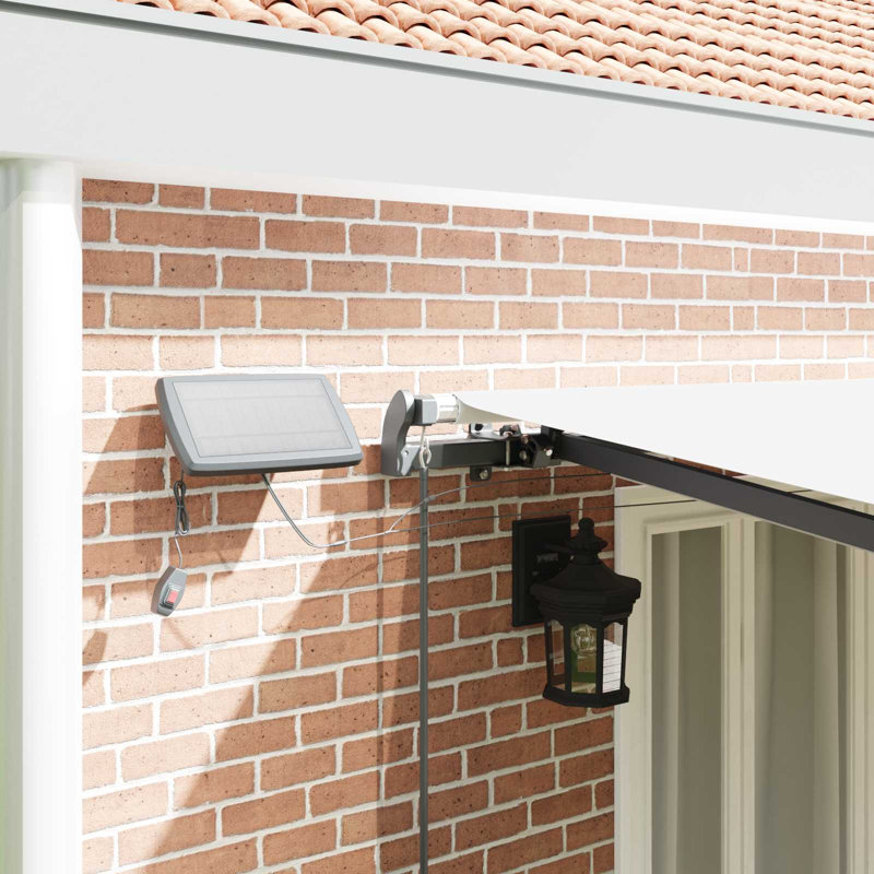 VidaXL Fabric Cover Retractable Patio Awning, 165cm H x 600cm W x 350cm D, Solid Colour, White