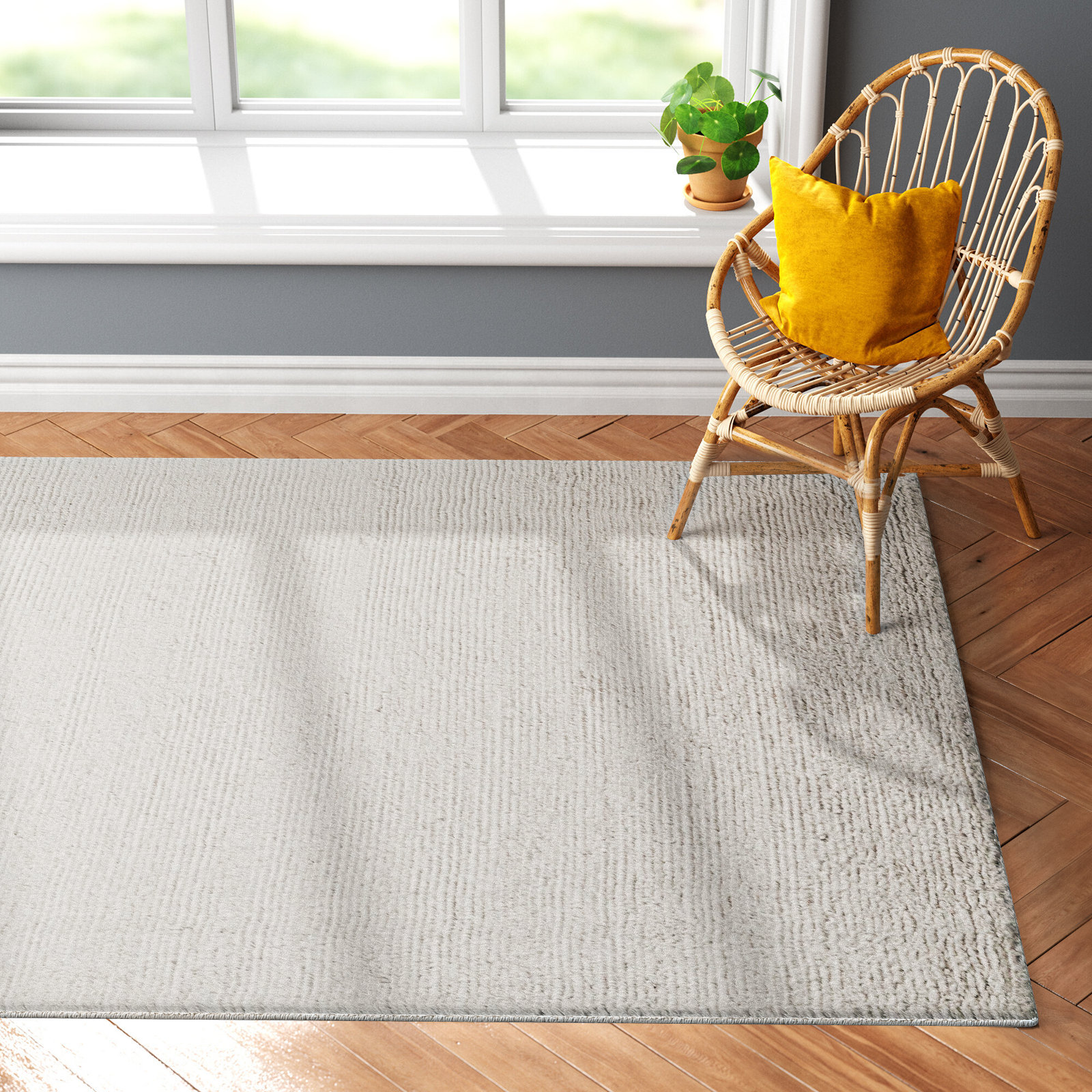 Danberry Light Gray Hand-Tufted Rug, Rectangle 5' x 8'