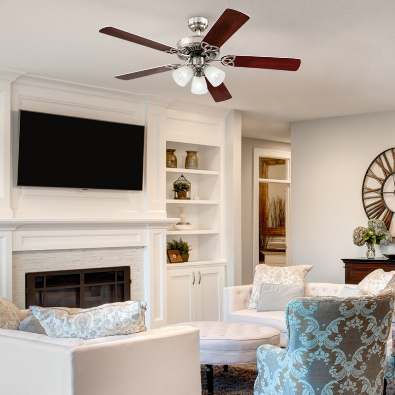 52'' Ceiling Fan with LED Lights, Brushed Nickel/Dark Wood