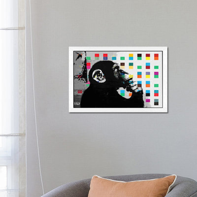The Thinker Monkey Dots Close up 1 Piece Wall Art on Canvas
