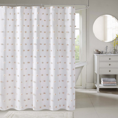 Cotton Jacquard Pom Pom Shower Curtain 1Pcs