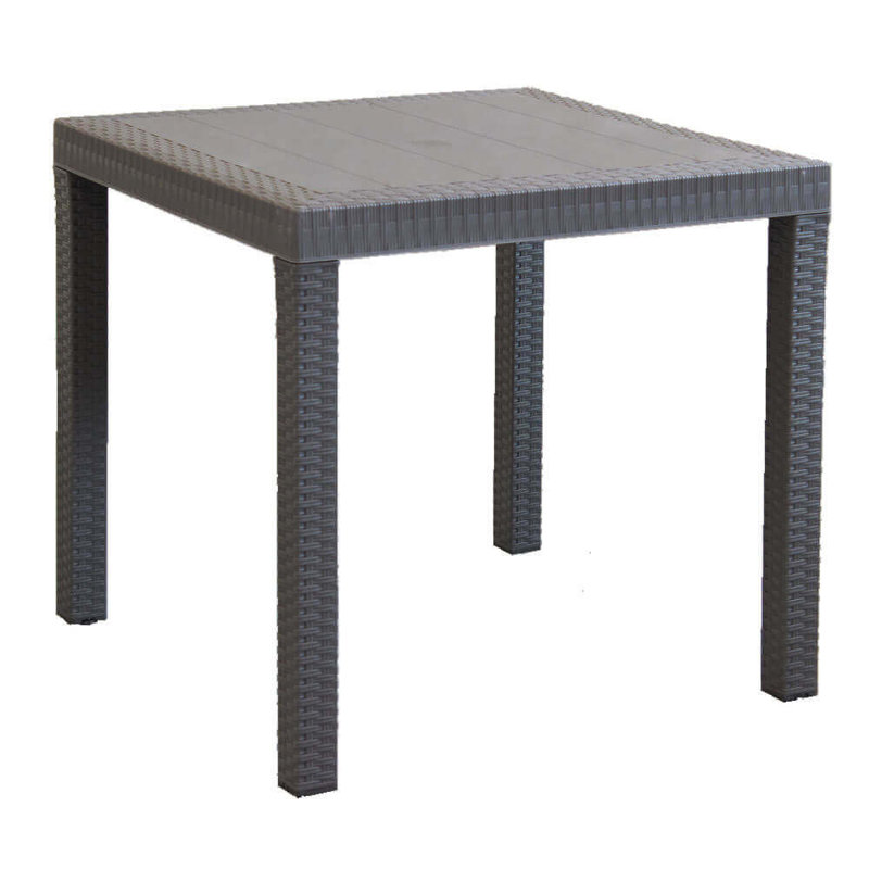 Kevyon Square Metal Outdoor Dining Table , 80cm cm W 80cm cm D, Taupe Green