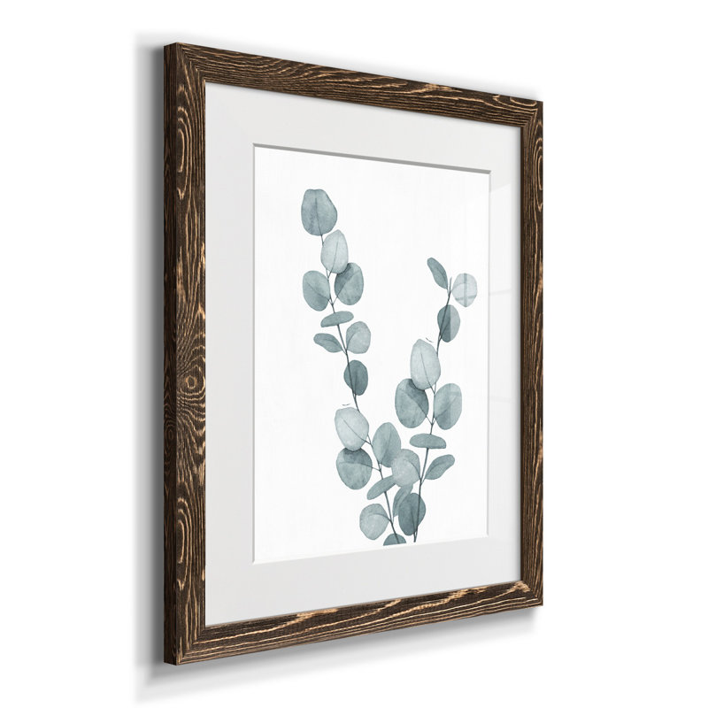 «Blue Botanical Wash III», reproduction d'art sur papier encadrée, H 24 po x l 18 po x P 1,5 po, Noyer