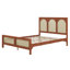 Structure de lit grand format en rotin, lit plateforme en bois avec support à lattes solides, tête et pied de lit en rotin-1571990521