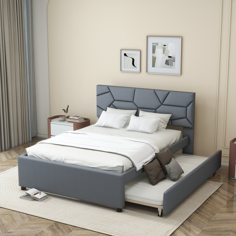 Lit tapissier Jaesa, Double, gris