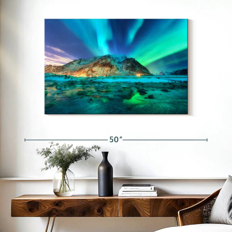 Alvord magnifique Lofoten aurore boréale, H 26 po x l 39 po