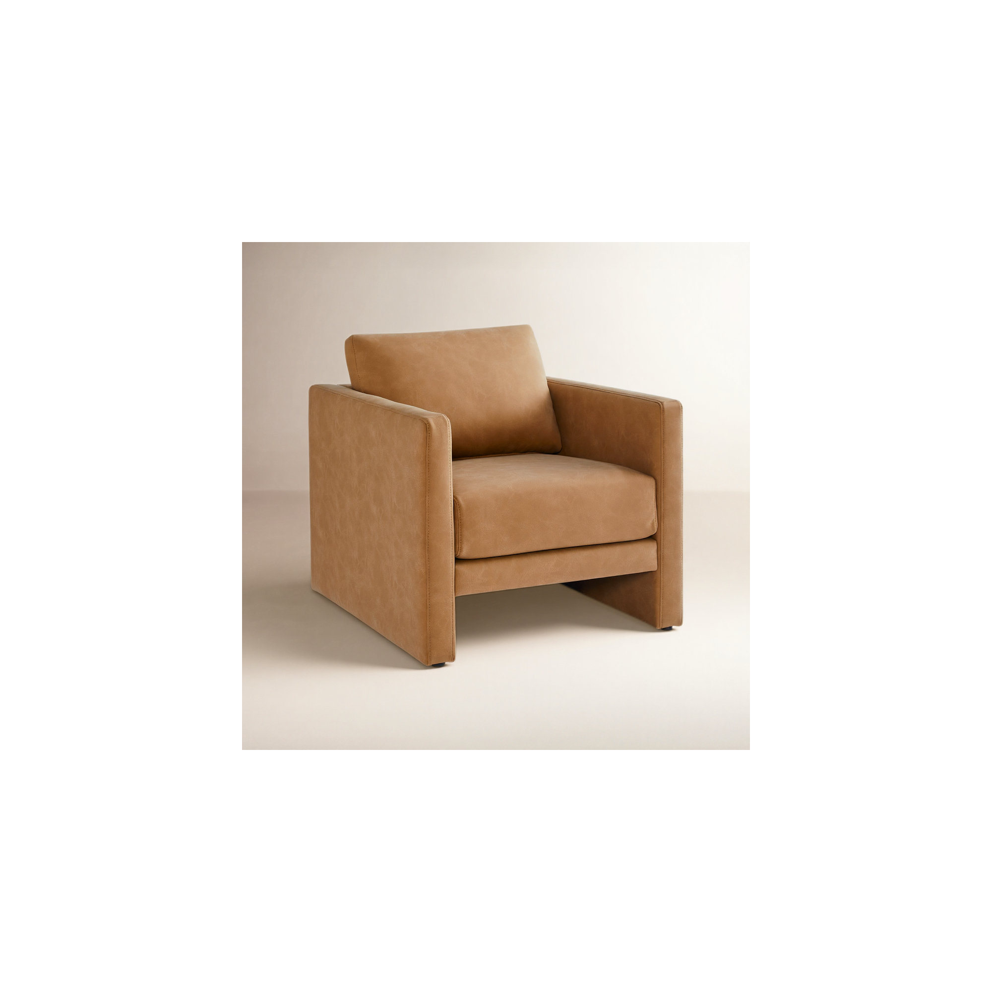 Dayna Vegan Leather Arm Chair, Honey Vegan Leather