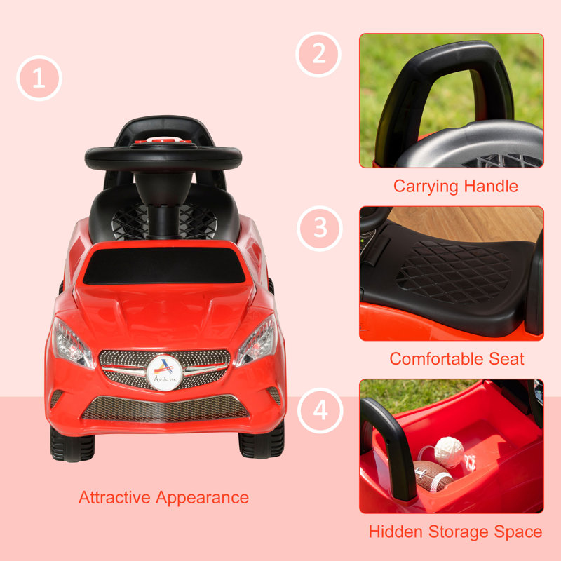 Red Toddler Foot-to-Floor Ride-On Car with Horn and Storage