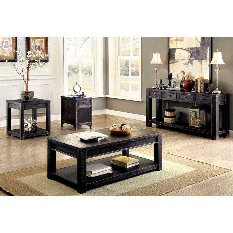Table basse avec rangement Maxillaria, Noir antique