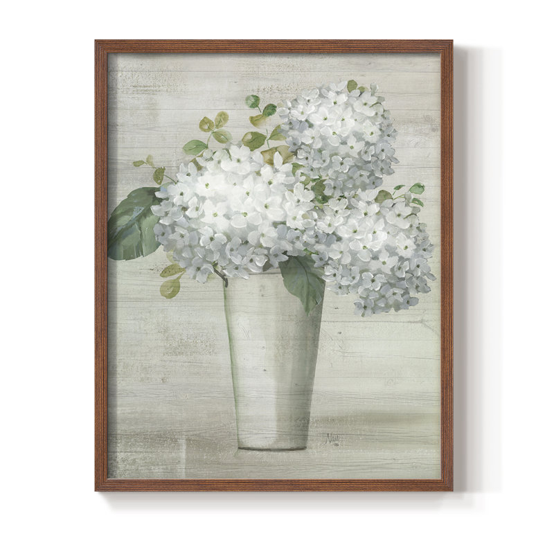 Simply Hydrangeas I Framed Print - Solid Wood, Walnut, 11" H x 9" W